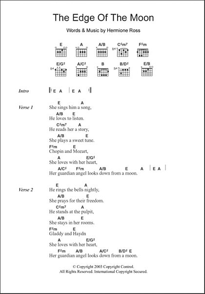 The Edge Of The Moon - Guitar Chords/Lyrics, Main