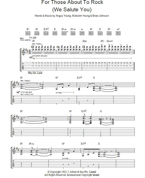 For Those About To Rock (We Salute You) - Guitar TAB, New, Main