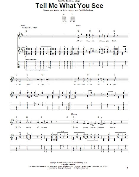 Tell Me What You See - Guitar TAB, New, Main