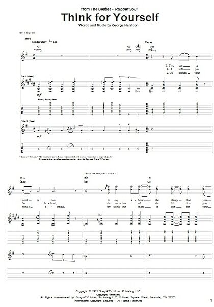 Think For Yourself - Guitar TAB, New, Main