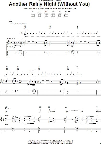 Another Rainy Night (Without You) - Guitar TAB, New, Main