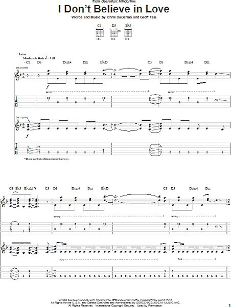 I Don't Believe In Love - Guitar TAB, New, Main