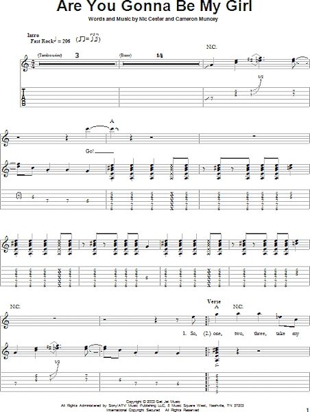 Are You Gonna Be My Girl - Guitar Tab Play-Along, New, Main