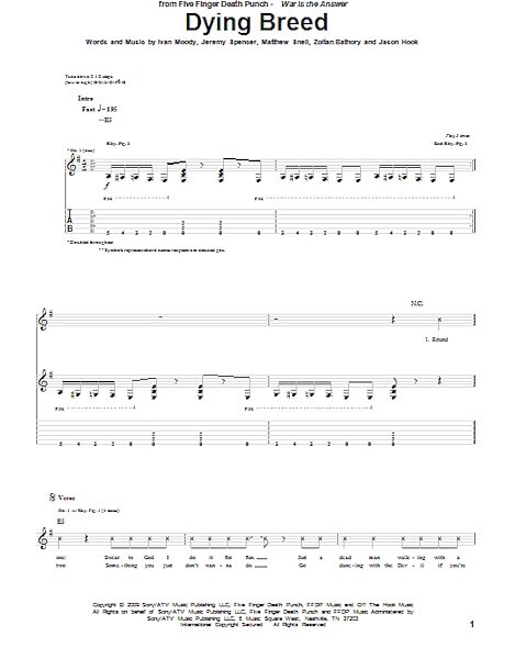 Dying Breed - Guitar TAB, New, Main