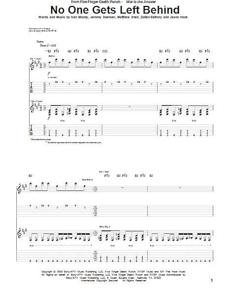 No One Gets Left Behind - Guitar TAB, New, Main