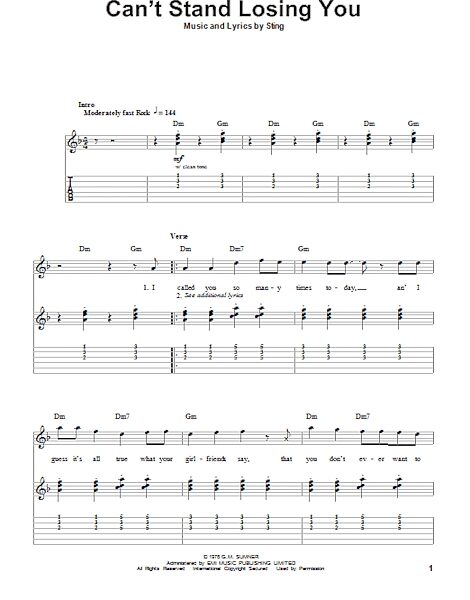 Can't Stand Losing You - Guitar Tab Play-Along, New, Main