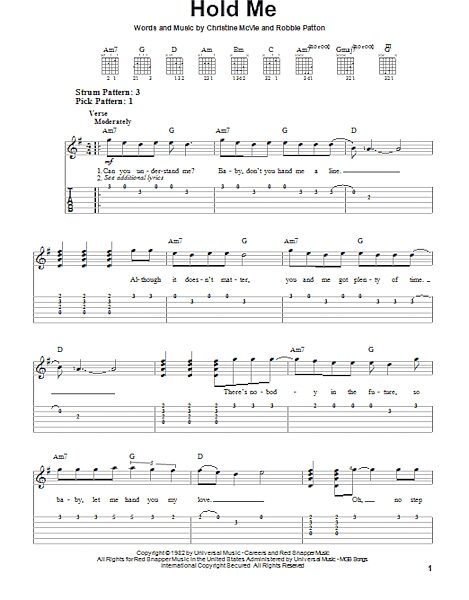 Hold Me - Easy Guitar with TAB, New, Main