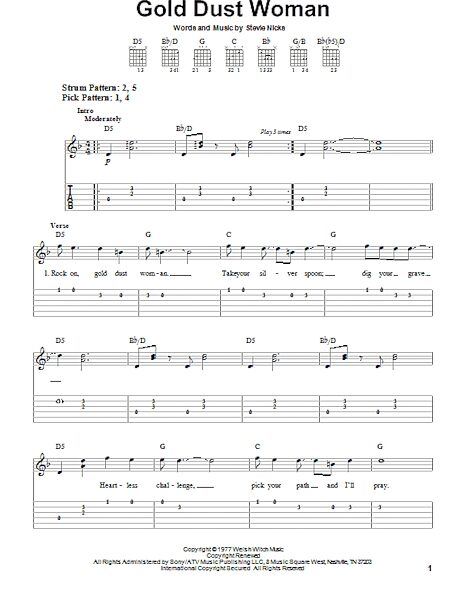 Gold Dust Woman - Easy Guitar with TAB, New, Main