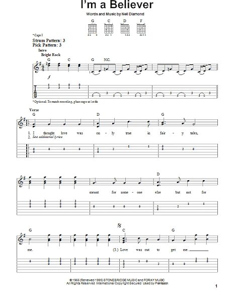 I'm A Believer - Easy Guitar with TAB, New, Main