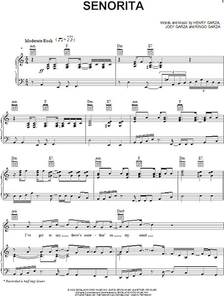 Senorita - Piano/Vocal/Guitar, New, Main