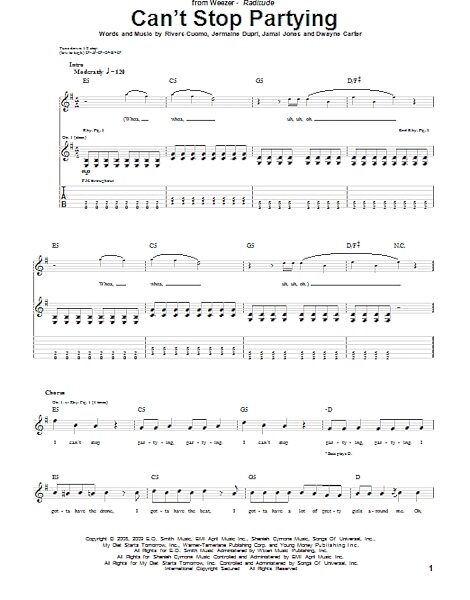 Can't Stop Partying - Guitar TAB, New, Main