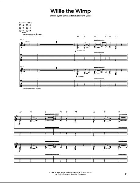 Willie The Wimp - Guitar TAB, New, Main