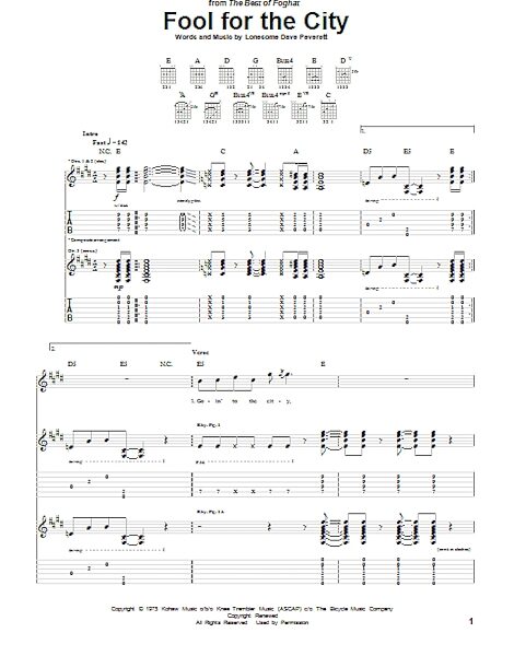 Fool For The City - Guitar TAB, New, Main