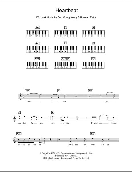 Heartbeat - Piano Chords/Lyrics, New, Main