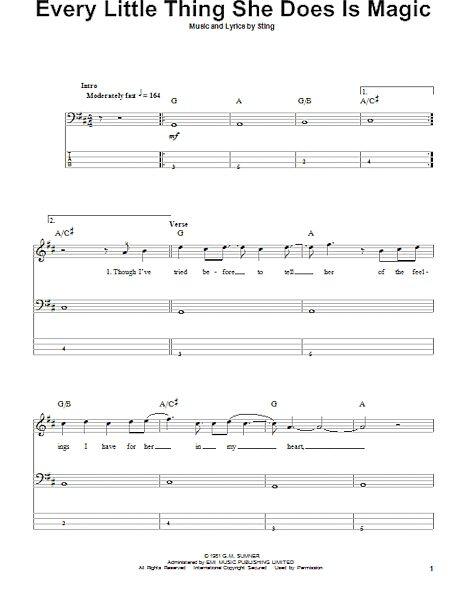 Every Little Thing She Does Is Magic - Bass Tab, New, Main