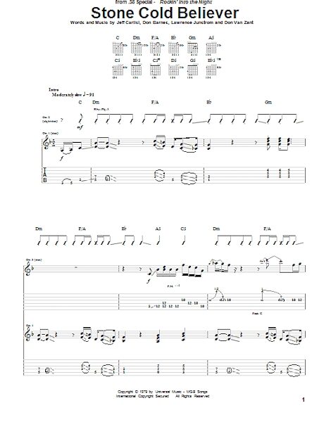 Stone Cold Believer - Guitar TAB, New, Main