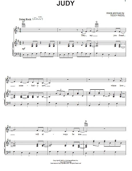 Judy - Piano/Vocal/Guitar, New, Main