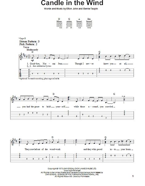 Candle In The Wind - Easy Guitar with TAB, New, Main