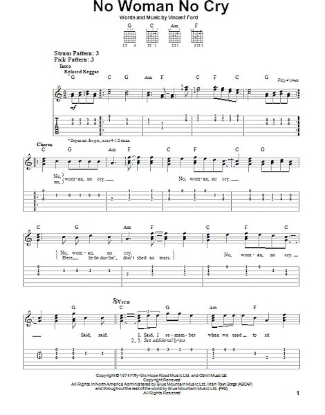 No Woman No Cry - Easy Guitar with TAB, New, Main