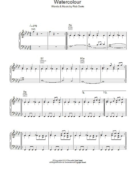 Watercolour - Piano/Vocal/Guitar, New, Main