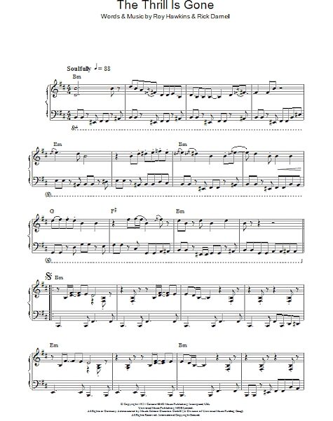 The Thrill Is Gone - Piano Solo, New, Main