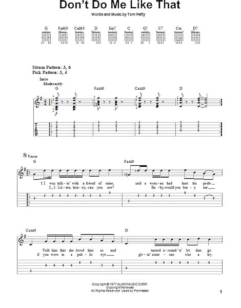 Don't Do Me Like That - Easy Guitar with TAB, New, Main