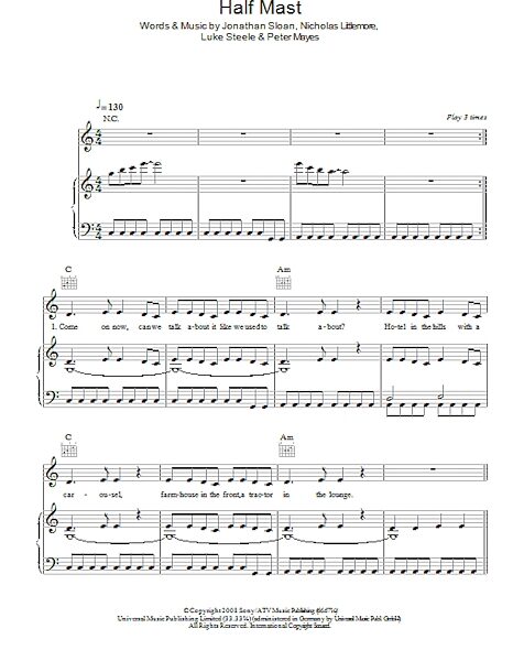 Half Mast - Piano/Vocal/Guitar, New, Main