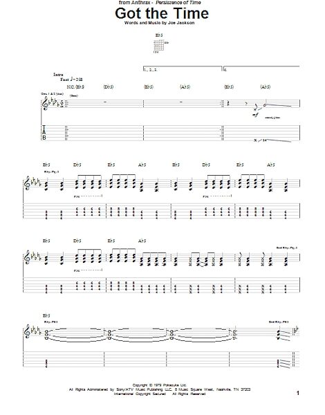 Got The Time - Guitar TAB, New, Main