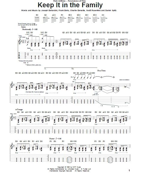 Keep It In The Family - Guitar TAB, New, Main