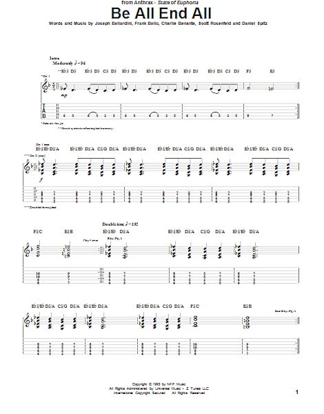 Be All End All - Guitar TAB, New, Main