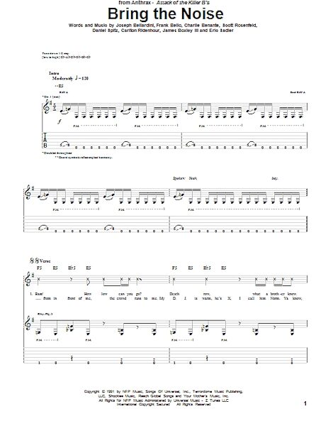 Bring The Noise - Guitar TAB, New, Main