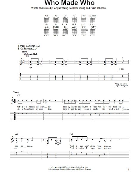 Who Made Who - Easy Guitar with TAB, New, Main