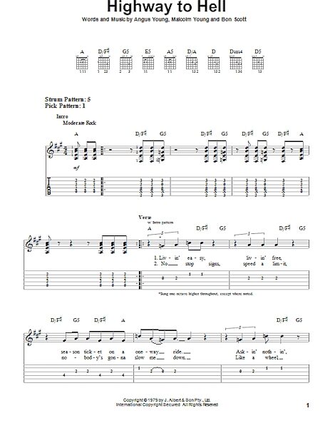 Highway To Hell - Easy Guitar with TAB, New, Main