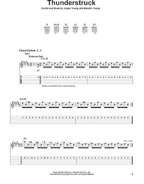 Thunderstruck - Easy Guitar with TAB, New, Main