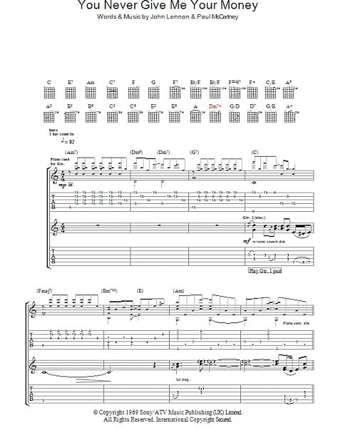 You Never Give Me Your Money - Guitar TAB, New, Main