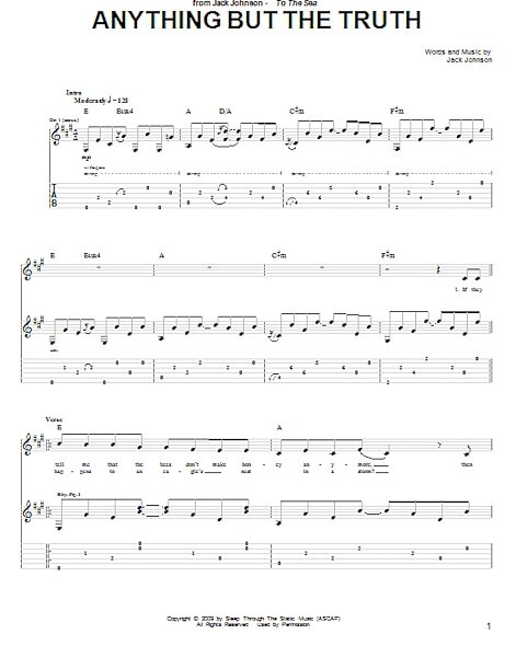 Anything But The Truth - Guitar TAB, New, Main