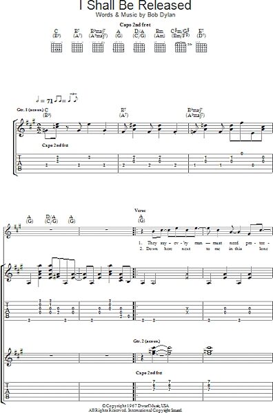 I Shall Be Released - Guitar TAB, New, Main
