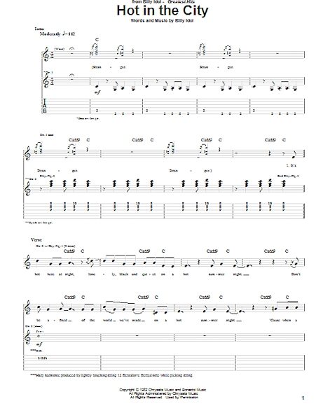 Hot In The City - Guitar TAB, New, Main