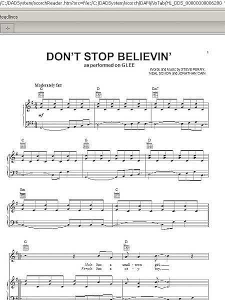 Don't Stop Believin' - Piano/Vocal/Guitar, New, Main