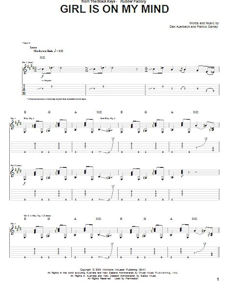 Girl Is On My Mind - Guitar TAB, New, Main