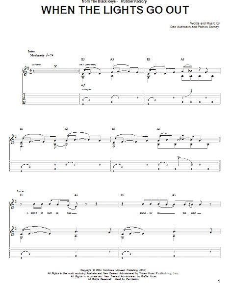 When The Lights Go Out - Guitar TAB, New, Main
