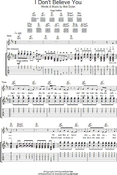 I Don't Believe You - Guitar TAB, New, Main