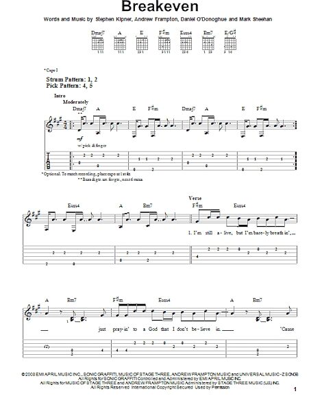 Breakeven - Easy Guitar with TAB, New, Main