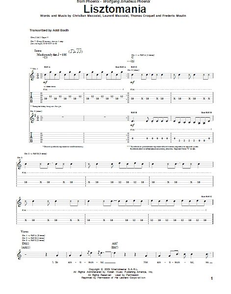 Lisztomania - Guitar TAB, New, Main