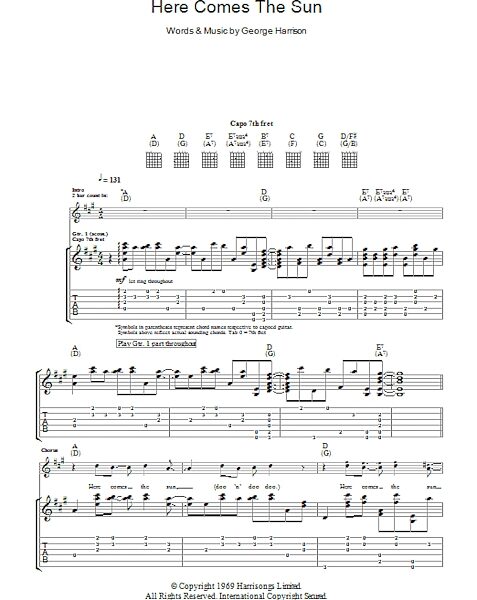 Here Comes The Sun - Guitar TAB, New, Main