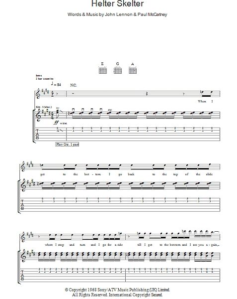Helter Skelter - Guitar TAB, New, Main