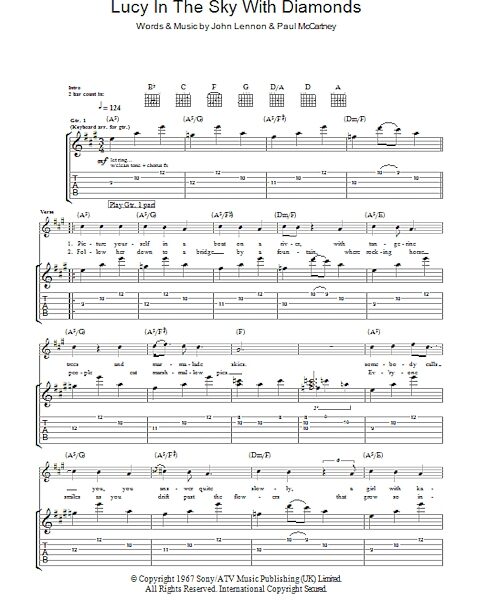 Lucy In The Sky With Diamonds - Guitar TAB, New, Main