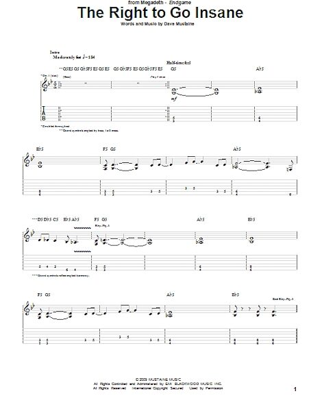 The Right To Go Insane - Guitar TAB, New, Main