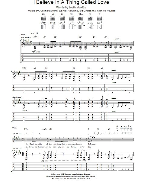 I Believe In A Thing Called Love - Guitar TAB, New, Main
