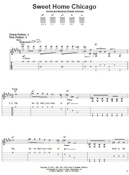 Sweet Home Chicago - Easy Guitar with TAB, New, Main